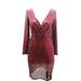 Puloru Women Sexy Sequins Dress Vestidos Sequin Ladies Long Sleeve V-neck Front Cross Shiny Dress Bodycon Night Dresses