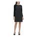 TOMMY HILFIGER Womens Zippered Long Sleeve Jewel Neck Dress Size