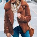 Tomshoo Fashion Women Autumn Winter Faux Fur Coat Solid Color Zipper Front Notched Collar Long Sleeve Fluffy Short Outerwear Jacket