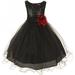 Big Girls' Gorgeous Sequined Round Neck Tulle Flower Corsage Pageant Flower Girl Dress Black 8 (K30D5)