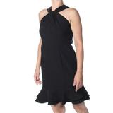 19 COOPER Womens Black Open Lace Back Sleeveless Halter Above The Knee Cocktail Dress Size XS