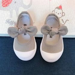 Baby Girls Boys Kids Bow Print Soft Rubber Sole Bottom Walking Casual Wild Canvas Shoes