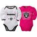 NFL Oakland Raiders Baby Girls Long Sleeve Bodysuit Set, 2-Pack