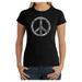 LA Pop Art Women's Word Art T-Shirt - THE WORD PEACE IN 77 LANGUAGES