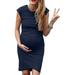 Women Brief Fashion Solid Color Sleeveless Mom Maternity Dress