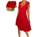 Funfash Plus Size Women Red Holiday Season Christmas Leopard Santa Hat Dress