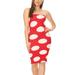 Women's Sexy Strapless Slim Fit Polka Dot Pattern Tube Top Bodycon Mini Midi Dress