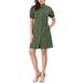 Allegra K Women's Collared Short Sleeve Safari Pocket Belt Button up Shirt Dress