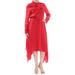 RALPH LAUREN Womens Red Twill Long Sleeve Collared Midi Shirt Dress Dress Size 8