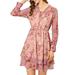 Allegra K Women's Floral Ruffled Tie V Neck Vintage Layered Chiffon Mini Dress