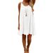 Sleeveless Beach Dress for Women Summer Casual Loose Mesh Short Dress Solid Color Tank Tunic Dress Sundress