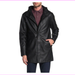 weatherproof Faux Fur Hooded Faux Leather Jacket,Black,MED