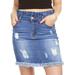 YDX Jeans High Waisted Casual Stretchy Comfy Ripped Frayed Denim Skirt Medium Wash Blue Size Medium