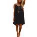 Beach Sundress for Women Round Neck Tunic Dress Loose Casual Sleeveless Strap Boho Sundress