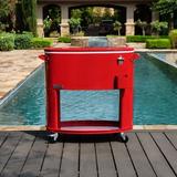 Permasteel 80-Quart Sporty Oval Patio Cooler Cart On Wheels in Red | 35.04 H x 32.1 W x 17.13 D in | Wayfair PS-207-RD