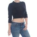 NARCISO RODRIGUEZ Womens Black Zippered Kimono Sleeve Zip Neck Crop Top Top Size 16