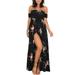 UKAP Women Dresses Sexy Bandeau Dress Boho Bohomian Beach Sundress Floral Print Split Maxi Party Dress