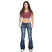 Womens Slim Washed Denim Skinny Stretchy Low Waist Bell Bottom Flare Jeans Denim Pants