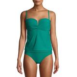 Time and Tru Women's V-Wire Green Ocean Tankini Swimsuit Top