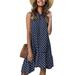 UKAP Women Sleeveless Polka Dot Dress Summer Casual Ruffle Hem Dress Beach Holiday Shift Dress