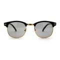 Polarized Light Grey Lens Mens Iconic Vintage Half Horn Rim Hipster Sunglasses Black Gold