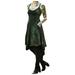 ANNA Women's Casual Vintage Punk Dyed Print Dress Strap Pocket Long Irregular Dress