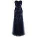 Angel-fashions Women's Sweetheart Tulle Floral Sequin Banquet Prom Dress