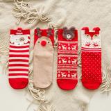 Yesbay Christmas Women\'s Animal Winter Breathable Cotton Elastic Tube Socks 4#