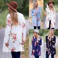 Women's Lace Floral Long Sleeve Kimono Cardigan Bloe Loose Casual Jacket Tops