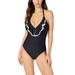 Tommy Hilfiger Ruffle Front Halter One Piece, Black, 8