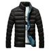Men Retro Solid Color Thick Cotton Winter Stand Collar Down Zipper Bomber Jacket Casual Coats Black 4XL