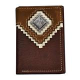 Nocona N5412802 Tri-fold Various Card Slots Overlay Wallet, Brown - 2.75 x 4.25 in.