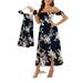 Yejaeka Mommy and Me Dresses Floral Print Off Shoulder Ruffle Strap Romper Beach Midi Dress