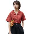 Women Summer green red Plaid Cotton Sexy V Neck short Sleeve Tops Blouse Female Plus Size Casual Shirt Haut Femme Kimono Roupas