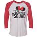 Womens Disney Raglan â€œ #Disney Squad â€� Disney World 3/4 Sleeve Baseball Tee Gift Medium, White/Red