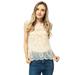 Womens Lace Floral Shiny Gold Sequin Mesh See Through Vest Tank Top, Floral Sequin, Medium