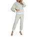 Women's Fleece 2 Pcs Clothes Sets, Long Sleeve Solid Color Pullover Hoodies + Long Pant Warm Fuzzy Homewear Outfits