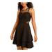 CITY STUDIO Womens Black Sleeveless Illusion Neckline Short Fit + Flare Cocktail Dress Size 5