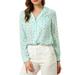 Allegra K Women's Heart Polka Dots Button Up V Neck Long Sleeve Shirts