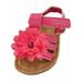 Infant Girls Coral Pink Flower Strappy Sandals Summer Baby Shoes 2 (6-9M)
