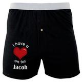 I Have a Heart On for Jacob Soft Knit Boxer Black SM