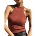Women's Stretch Casual Sleeveless High Neck Halter Shirts Basic Camisole Vest Tank Tops Blouse