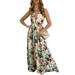 Women's Boho Sundress Summer Beach Dress Casual Spaghetti Strap Maxi Dress Sleeveless Floral Print Holiday Dress Long Dress Cami Tank Dresses