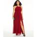 City Studios Women's Trendy Plus Size Ruched Chiffon Slit Gown Red Size18