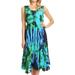 Sakkas Mathilde Marble Tie-dye Sleeveless Tank Dress Tiered and Corset - Turquoise - S/M