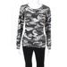 Chaser Womens Cotton Distressed Camouflage Crewneck Sweatshirt Green Size Small