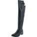 Refresh Womens Alto-04 Comfy Low Heel Side Zipper Buckle Strap Knee High Riding Boot