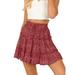 Lumento Holiday Mini Dress For Womens Polka Dot Floral High Waist Ruffle Skirt Boho Beach Casual Cute Pleated Flared Mini Skater Skirt