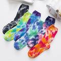 Besufy Adult Women Socks Cotton Couple Tie-Dyed Breathable Skateboard Middle Tube Socks