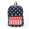 Stars and Stripes USA Flag Print Vinyl Backpack Book Bag -